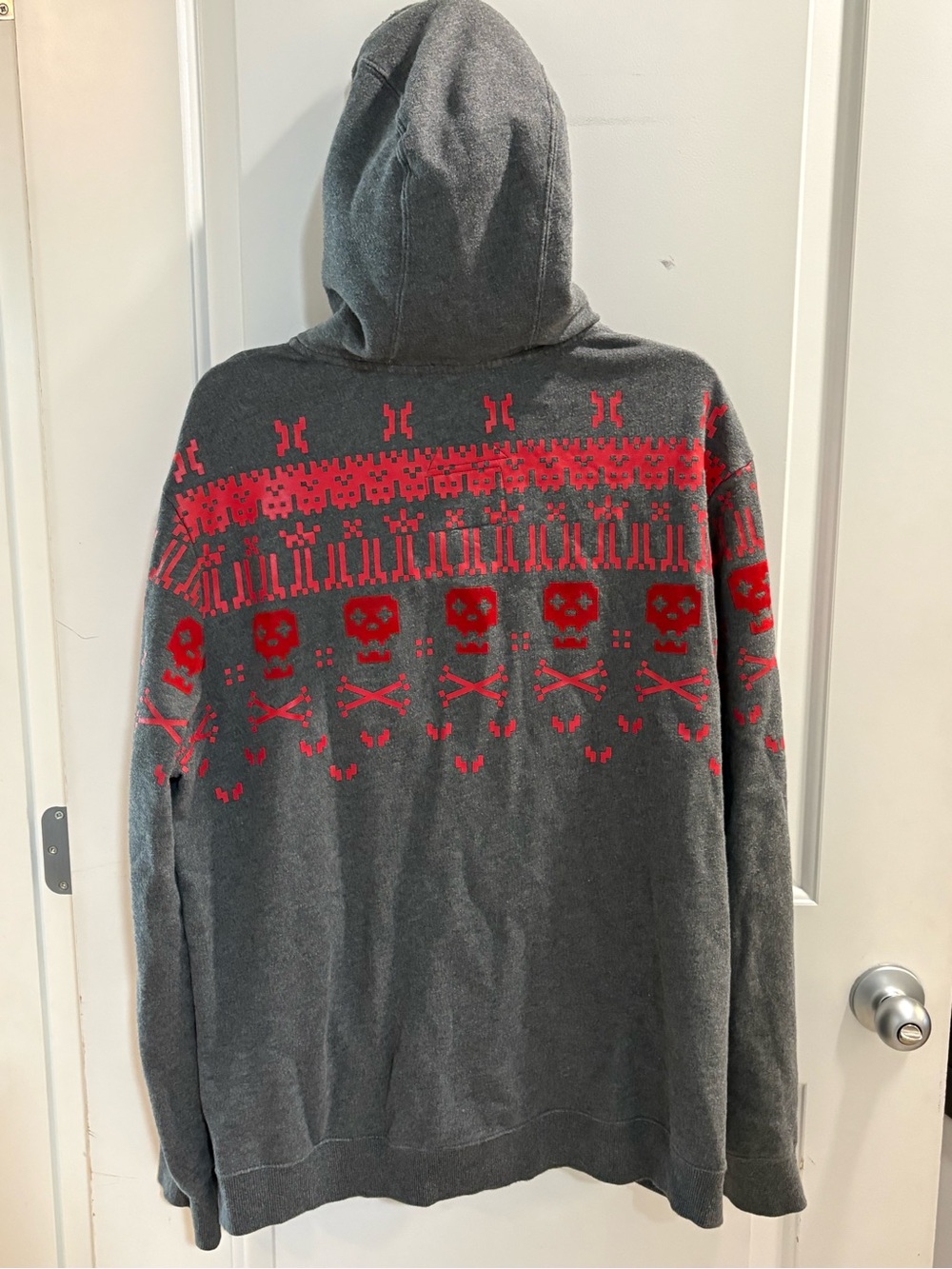 CoolCat Amsterdam Men’s Pixel Skull Fair Isle Zip Hoodie XL - Picture 2 of 4